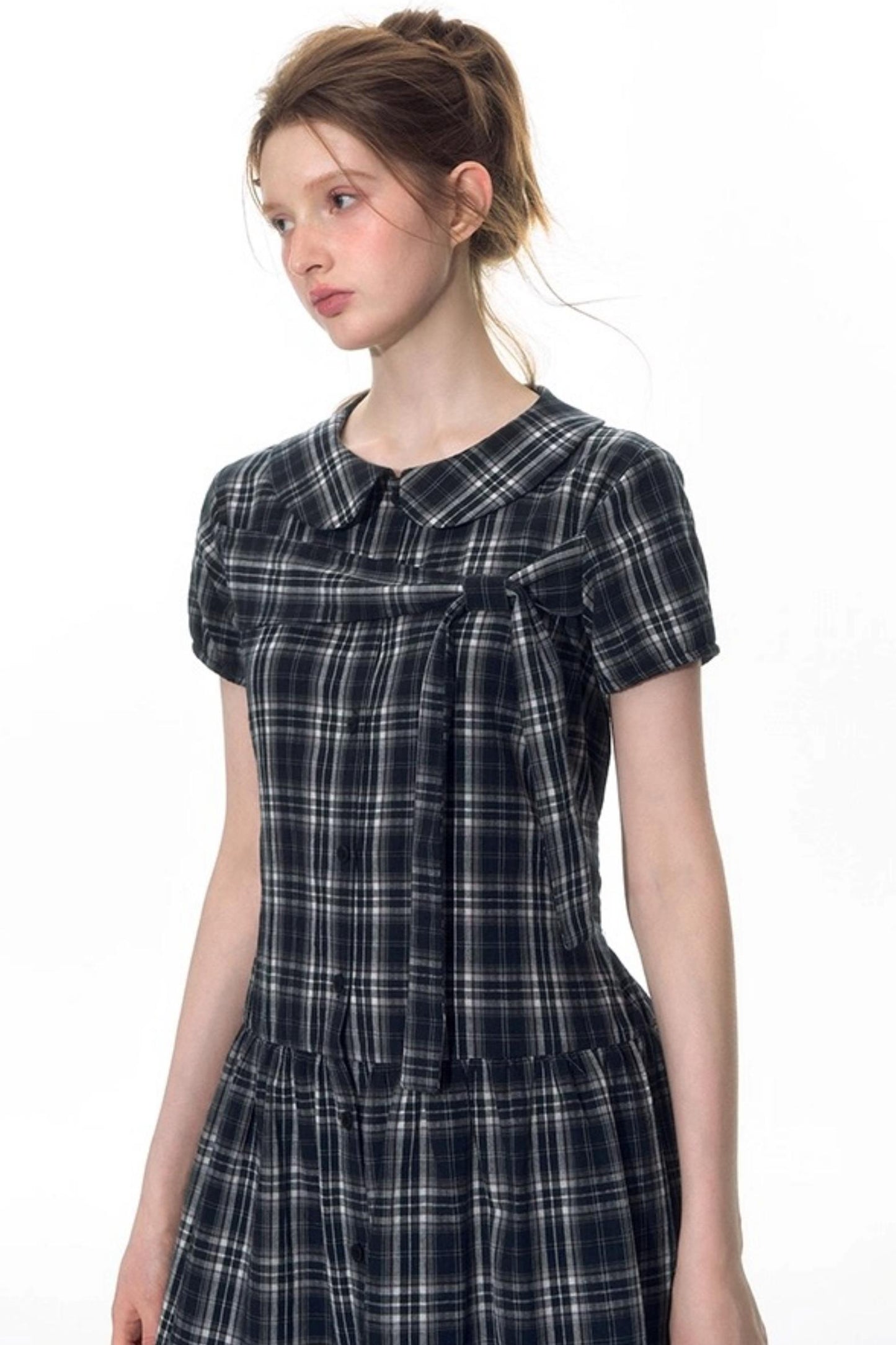 Original Lace-up Plaid Dress