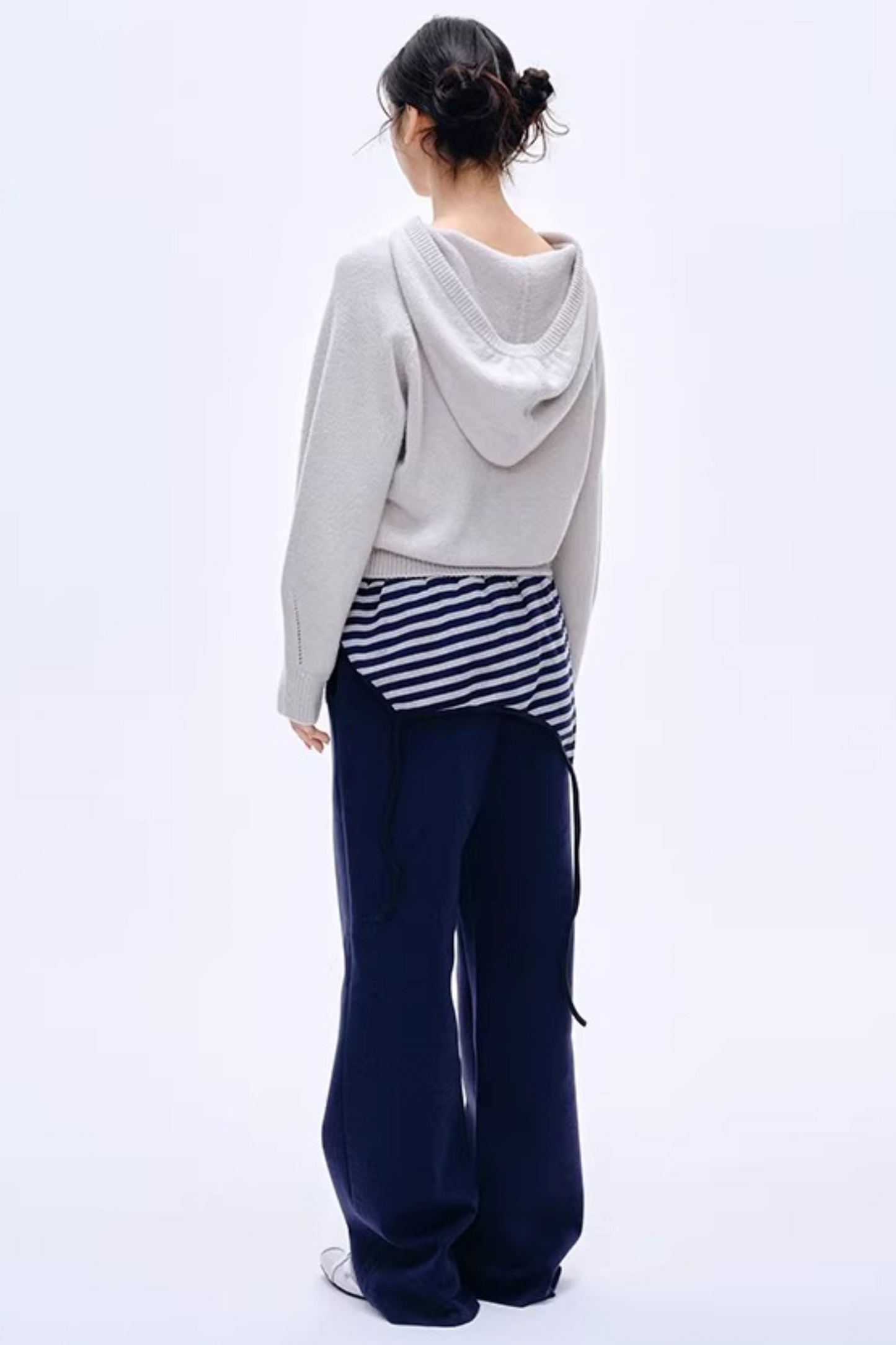 Color-Blocked Cotton Striped Pants
