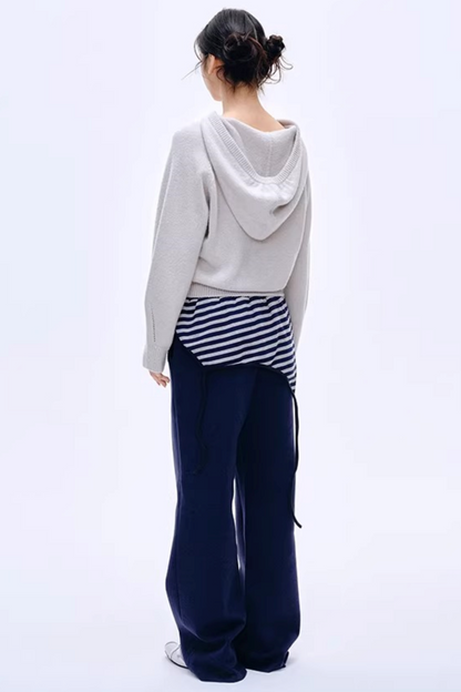 Color-Blocked Cotton Striped Pants