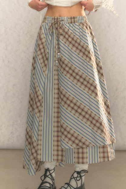 Elastischer Taillen-A-Linien-Maxikleid 