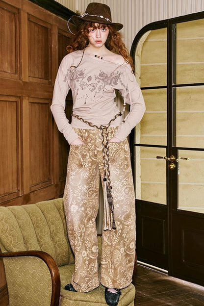 Vintage Flower Straight Jeans