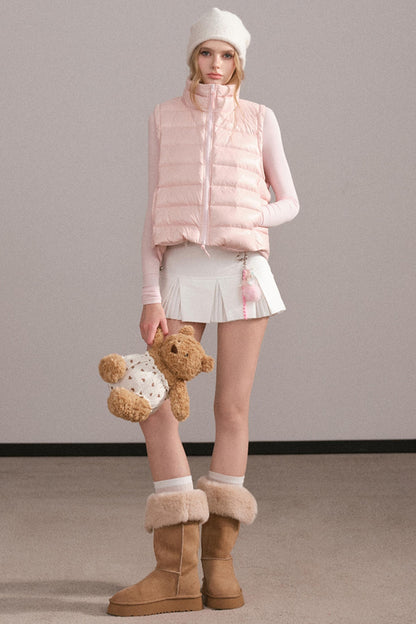 Pleated A-Line White Skirt