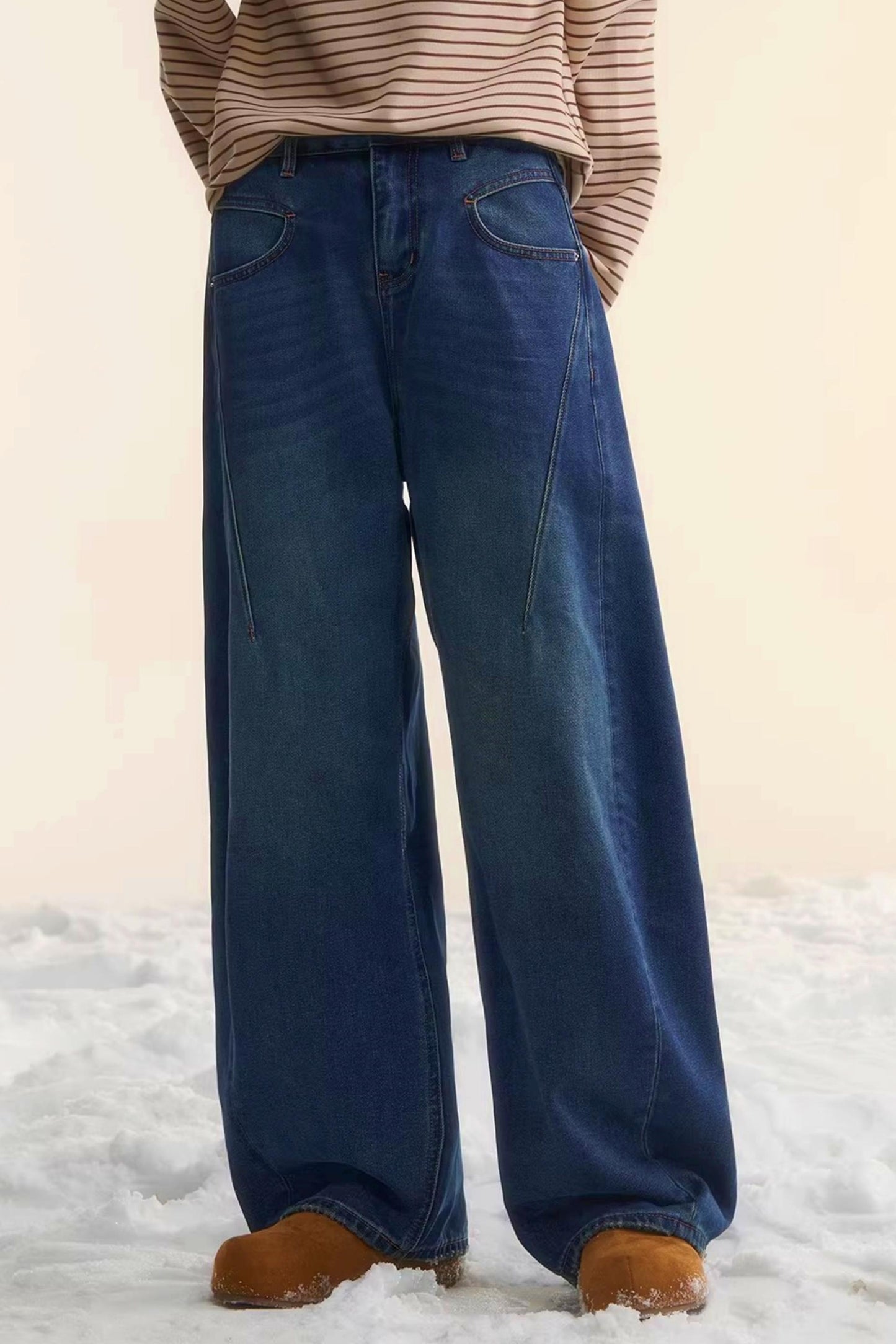 Brushed Distressed Retro Jeans