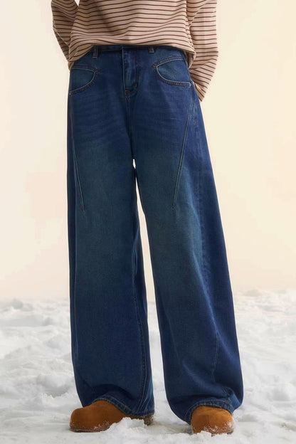 Brushed Distressed Retro Jeans
