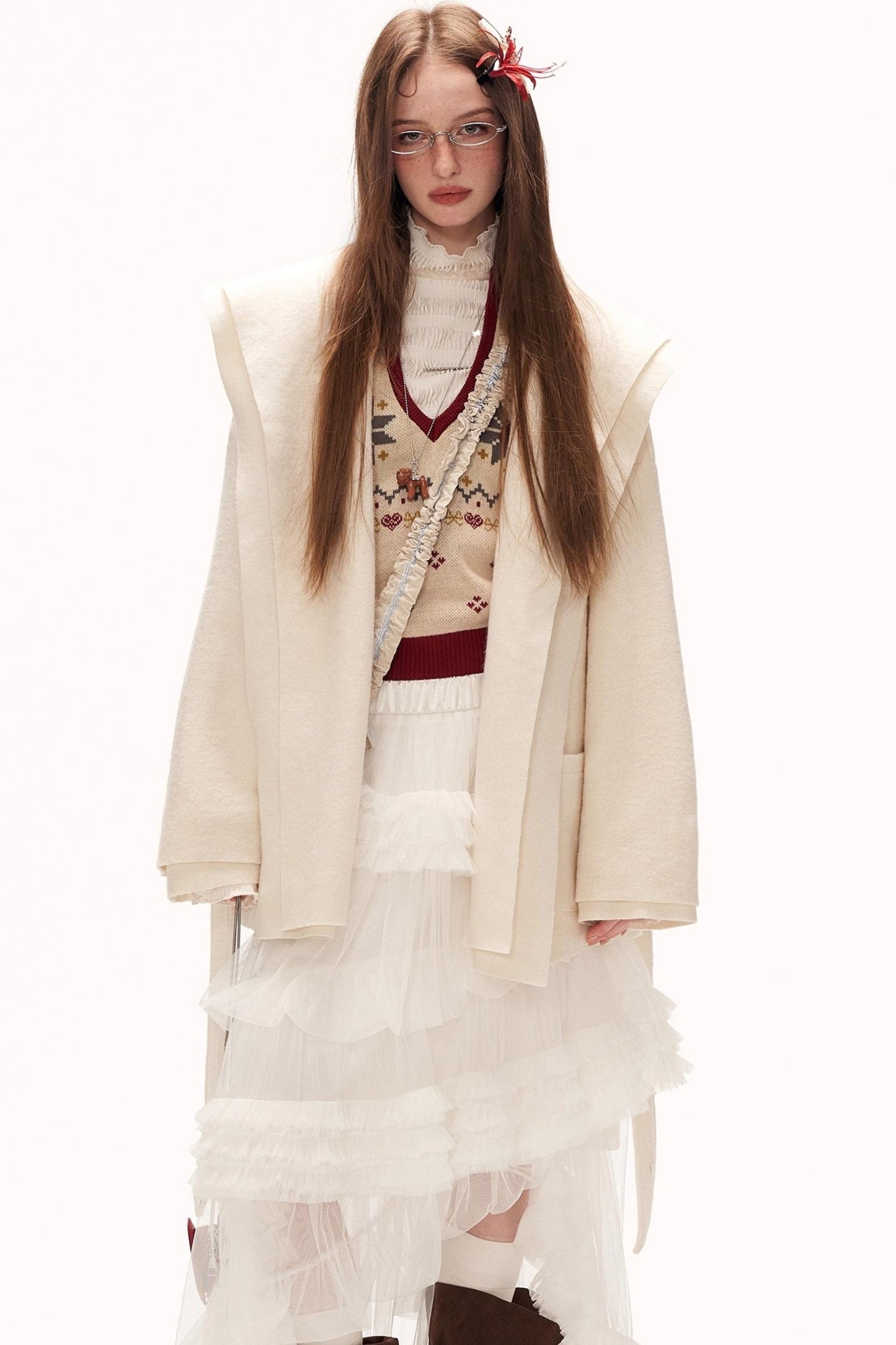 Double-Layered Fur-Trimmed Coat