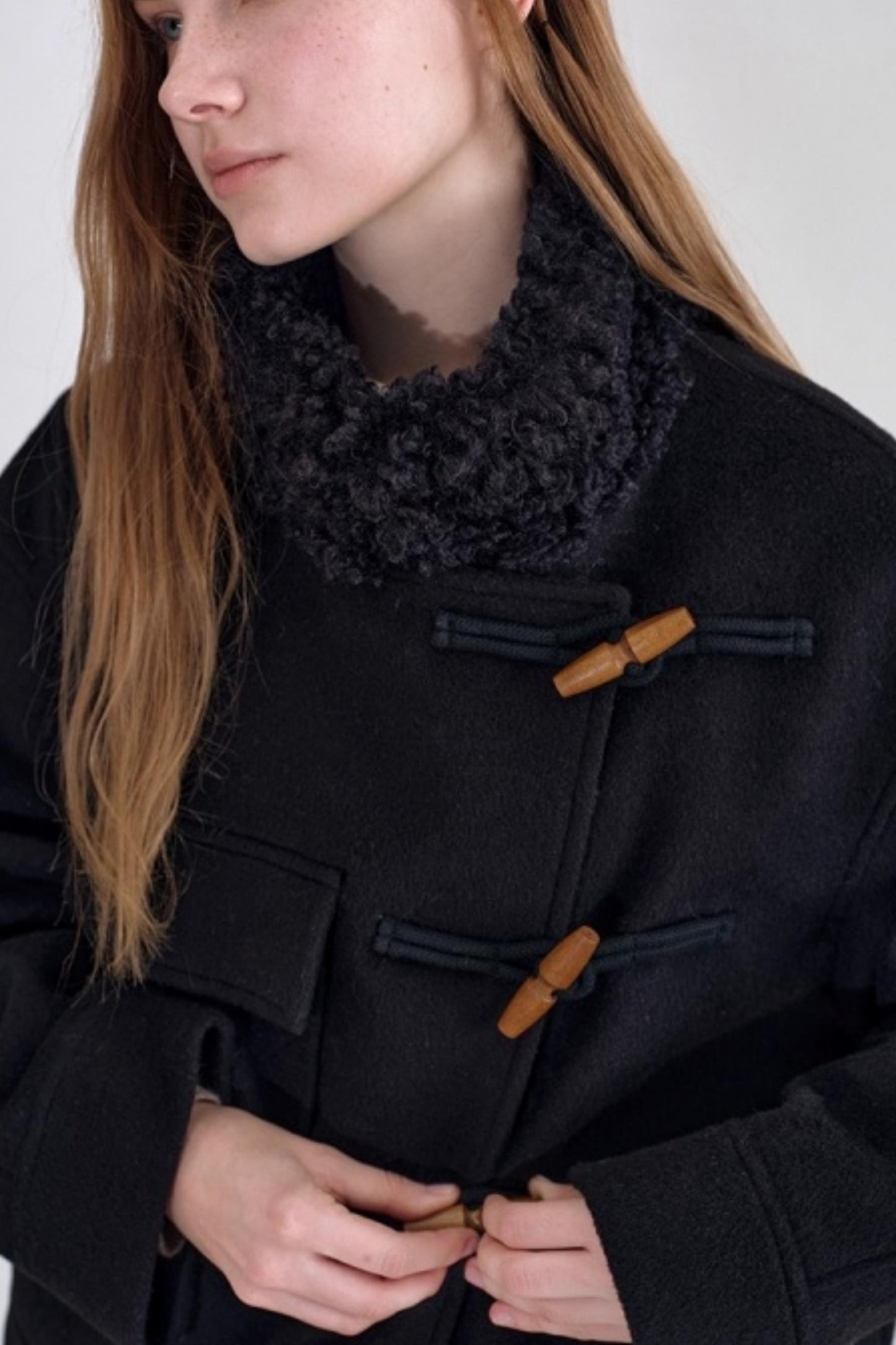 Wool Blend Fur Collar Coat