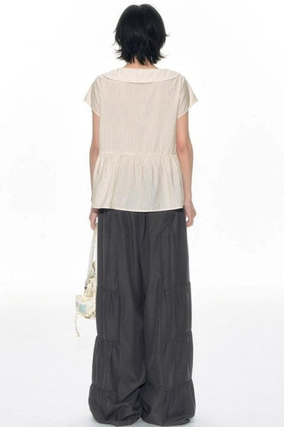 Summer Elasticated Wide-leg Pants