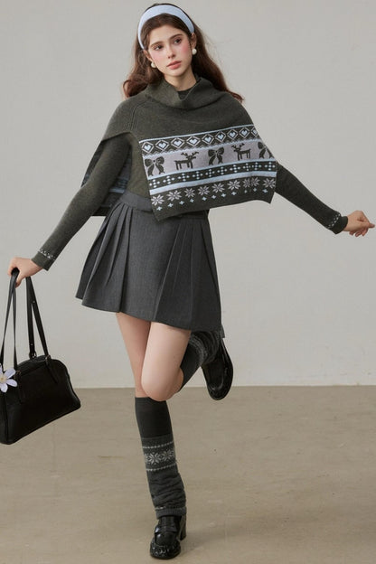 Vintage Jacquard Sweater Shawl Set-Up