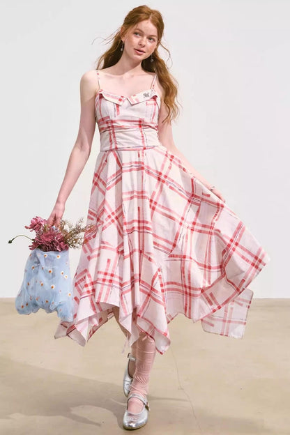 Pink Plaid Halter Dress