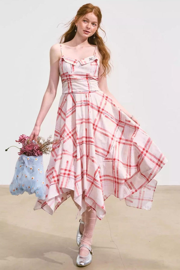 Pink Plaid Halter Dress