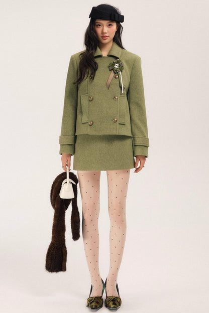 Flight Diary Woolen Jacket & Skirt Set-Up