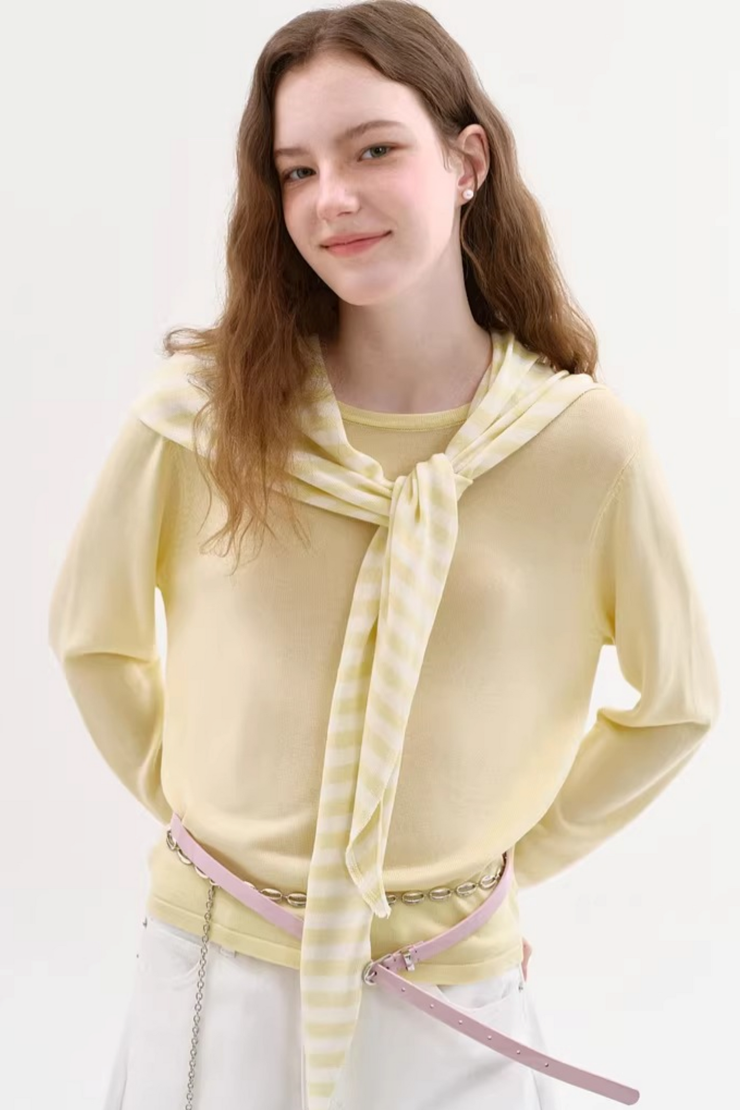 Tencel Striped Knit Shawl Set