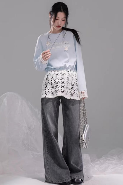 Transparent Patchwork Embroidery T-Shirt