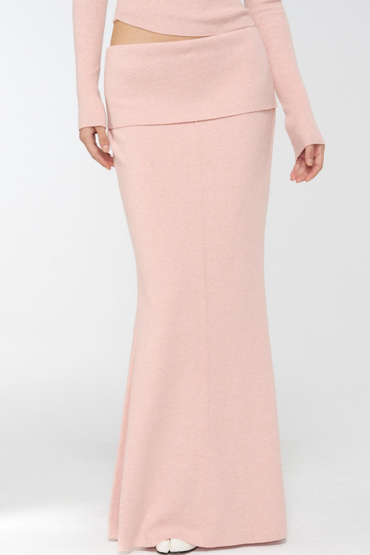 Velvet Peach Knit Sweater Set-Up