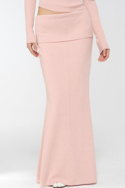 Velvet Peach Knit Sweater Set-Up