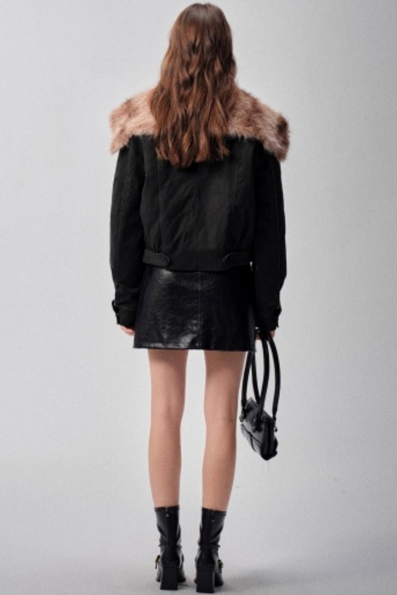 Detachable Collar Padded Jacket Shorts Set-Up