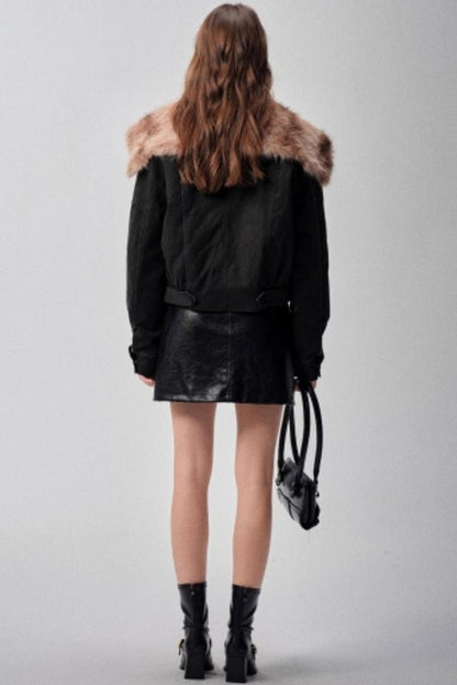 Detachable Collar Padded Jacket Shorts Set-Up