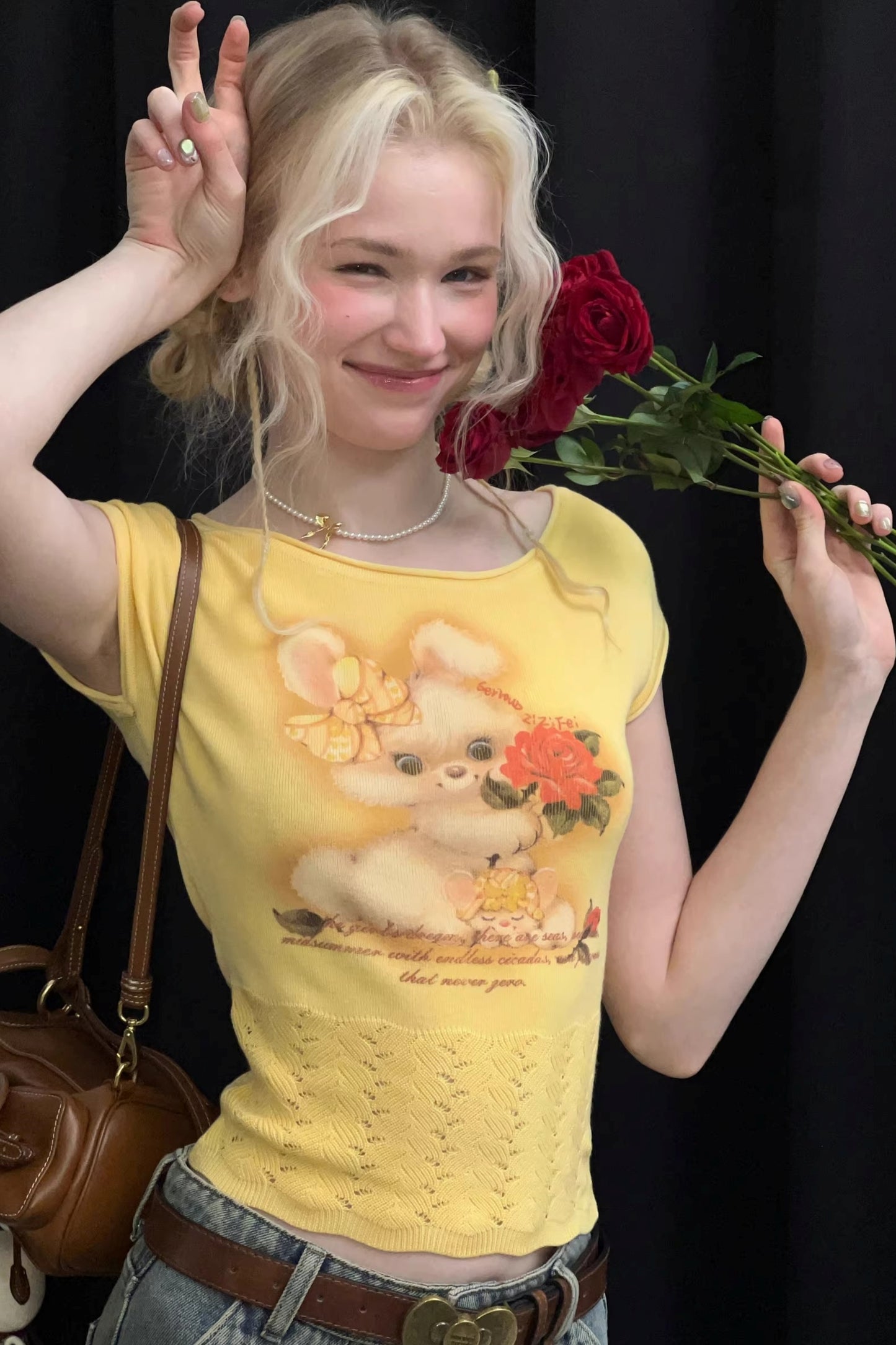 Sweet Rabbit Print T-Shirt