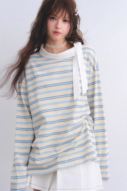 Retro Striped Color-Blocked Top