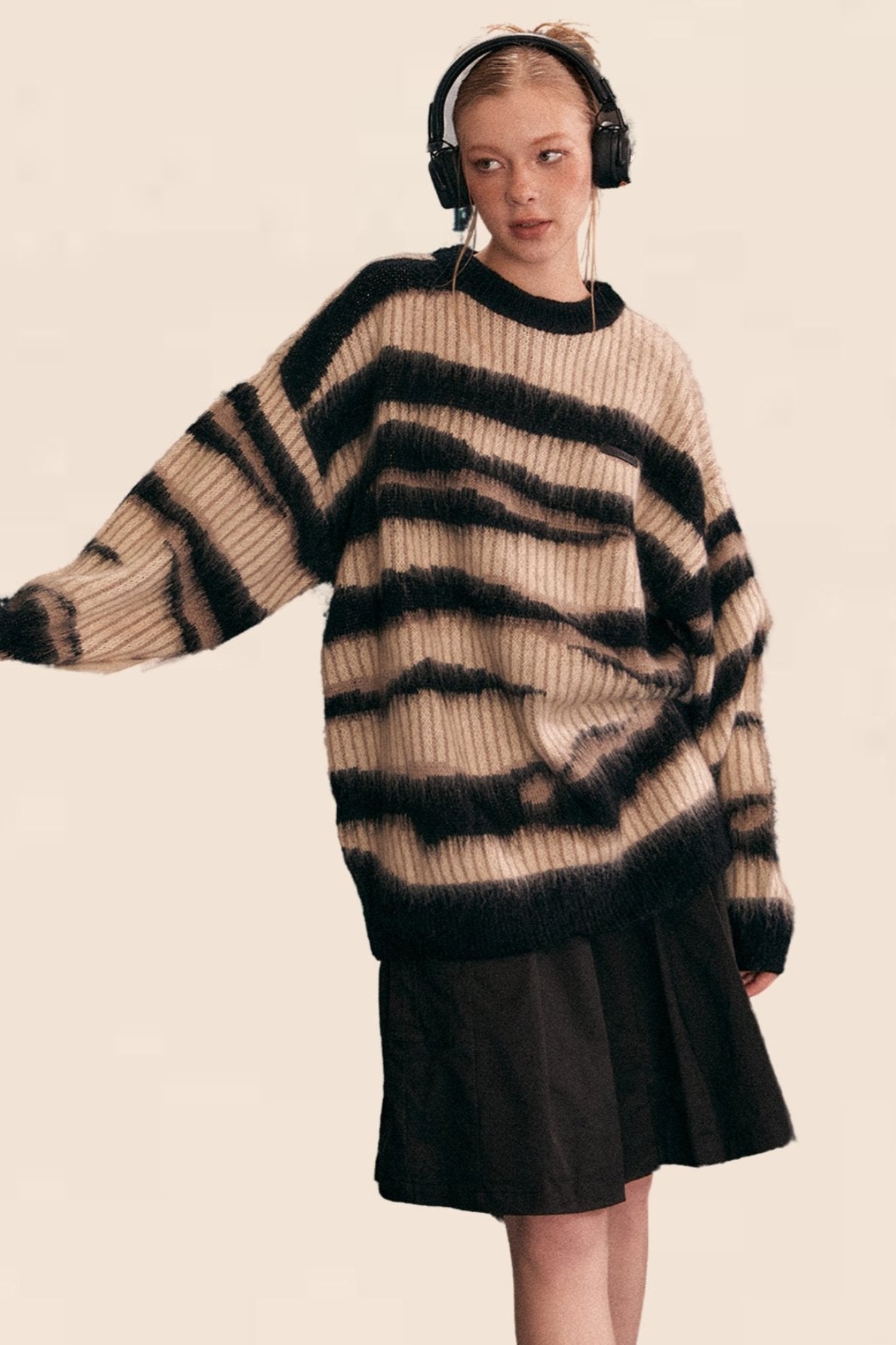 Vintage Mohair Contrast Stripe Pullover Sweater