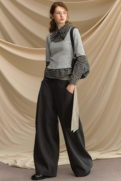 Bow Tie Plaid Slim Shirt