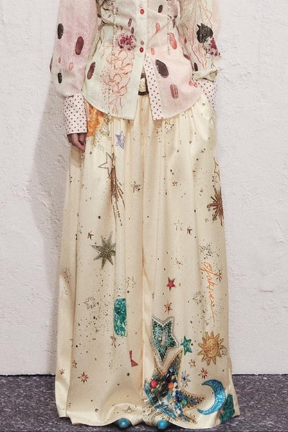 Pleated Sky Wide-Leg Pants