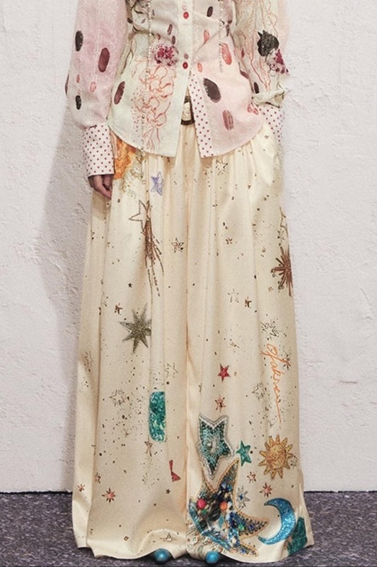 Pleated Sky Wide-Leg Pants