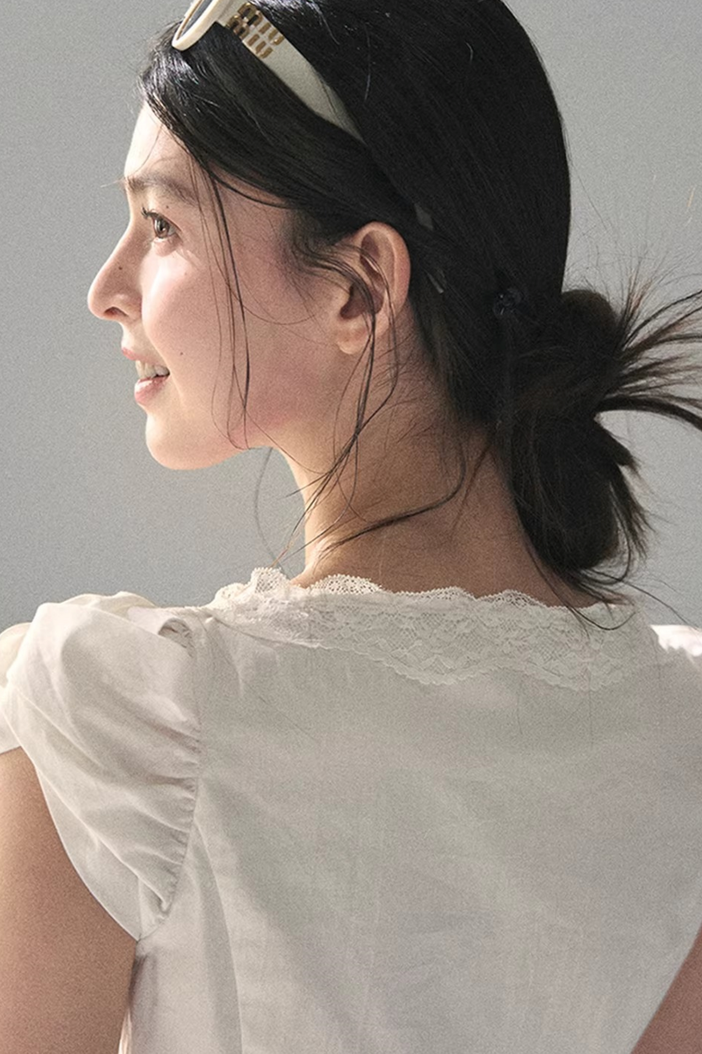 French V-Neck Lace Blouse