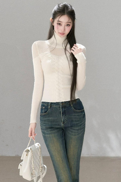 Wool Blend Hollow Knit Top