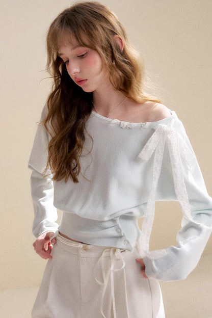 Romantic Lace Off-Shoulder Knit Sweater