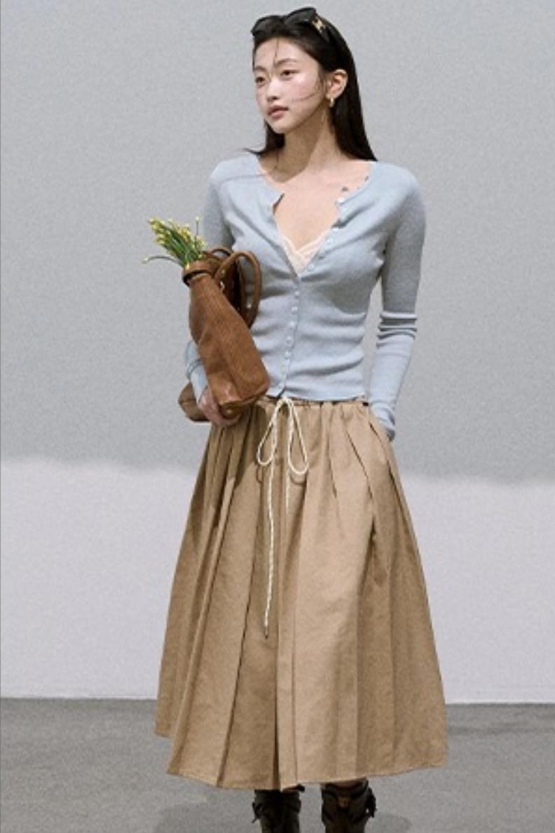 Lyocell Waist Pleated Skirt