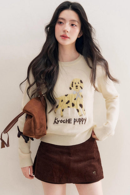 Puppy Jacquard Pullover Sweater