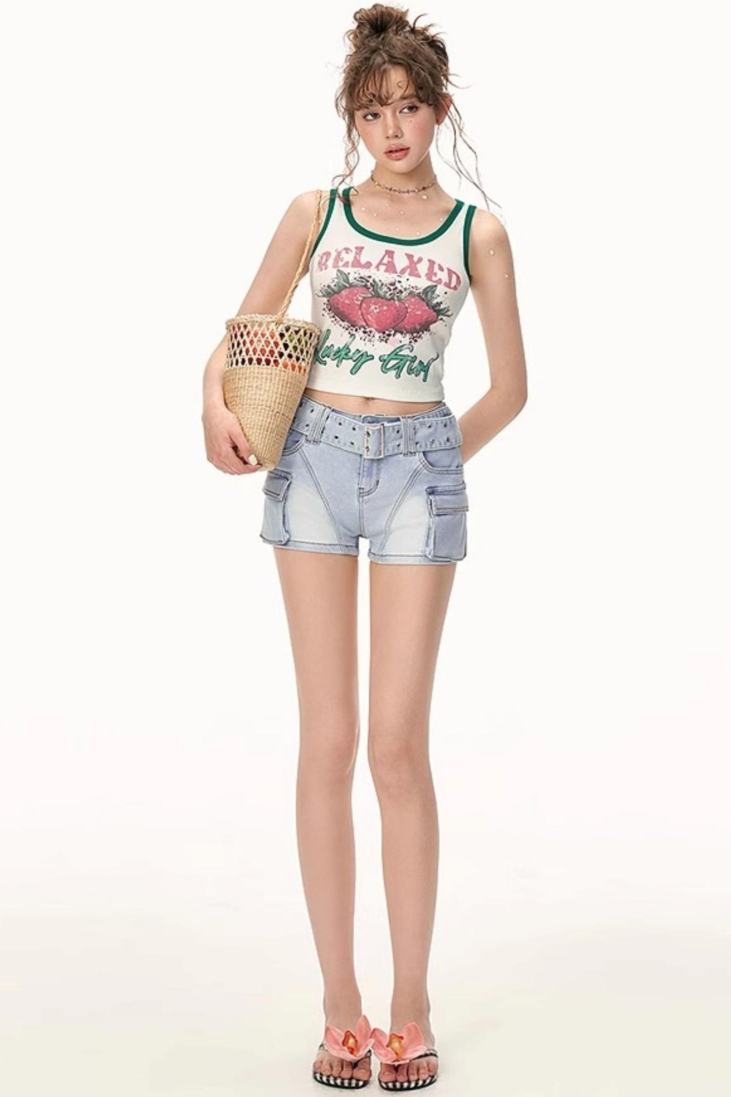 Double-Breasted Denim Shorts