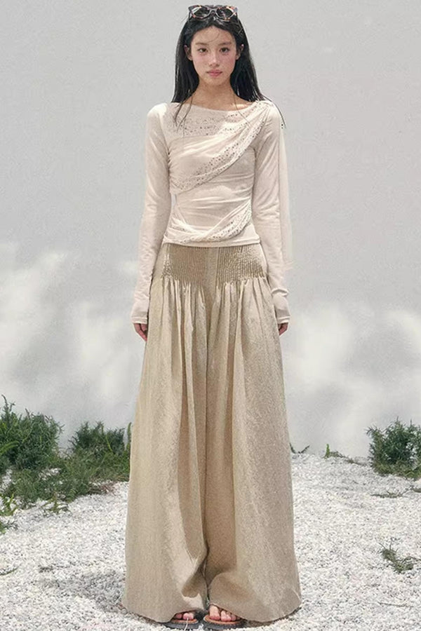 Sheer Rhinestone Slim-Fit Top Set