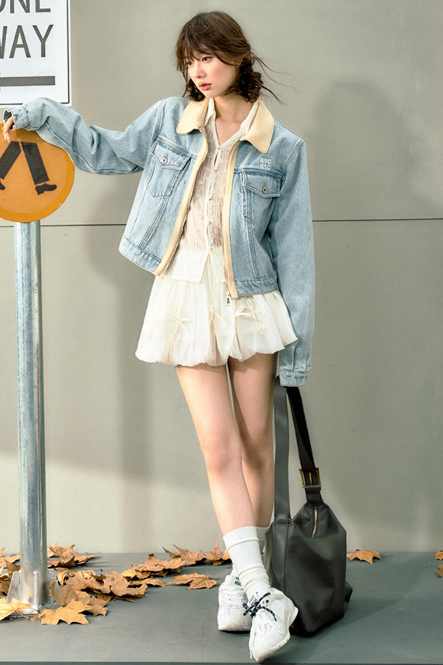 Light Blue Suede Denim Jacket