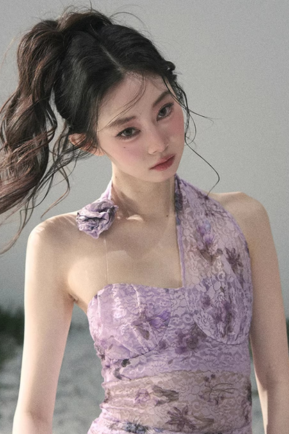 자주색 바우히니아 리본 탑