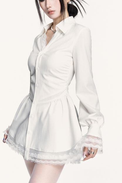 French Lace Patchwork Waist Dress & Pants Set