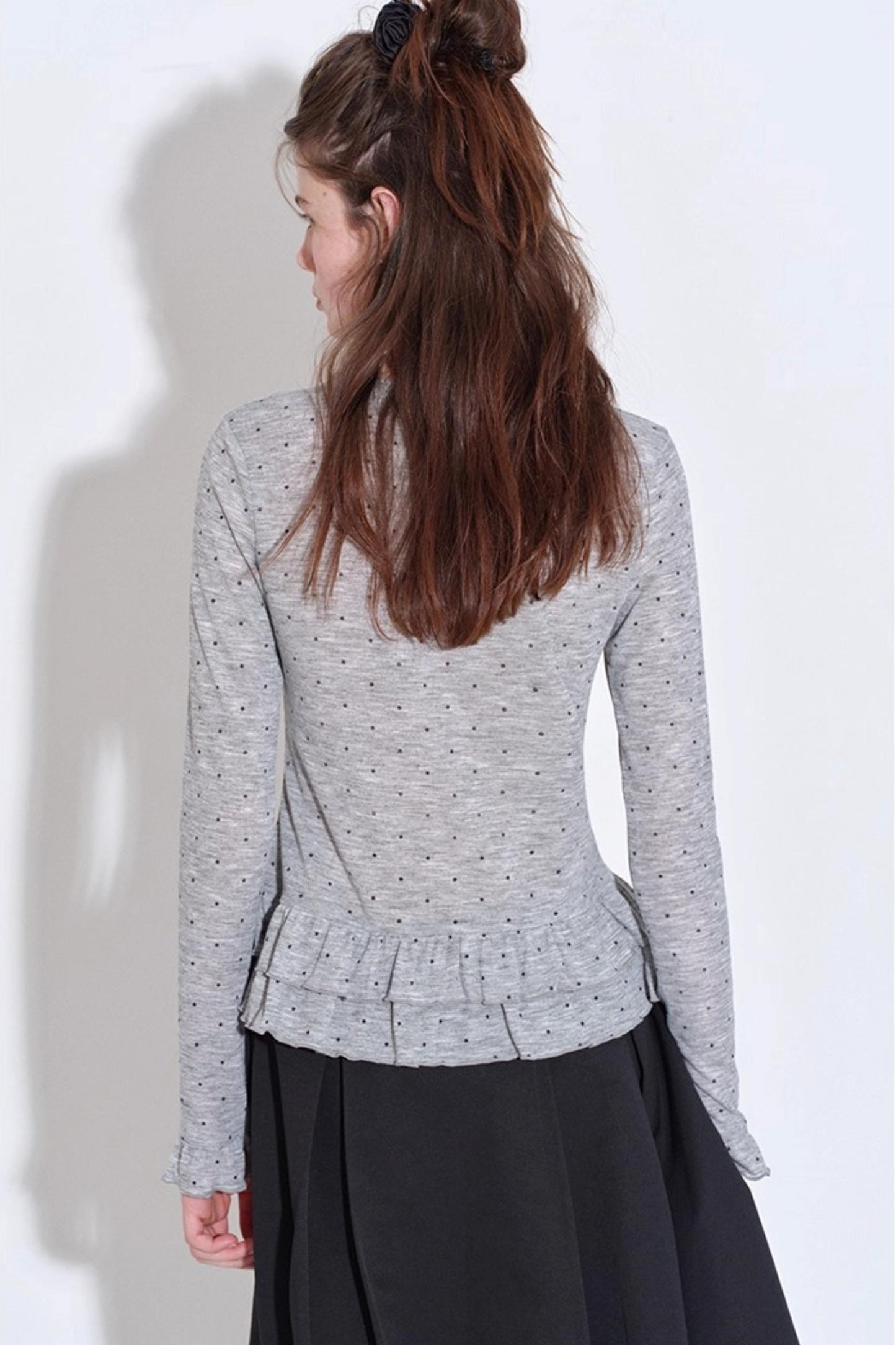 Romantic Polka Dot Long-Sleeved T-shirt