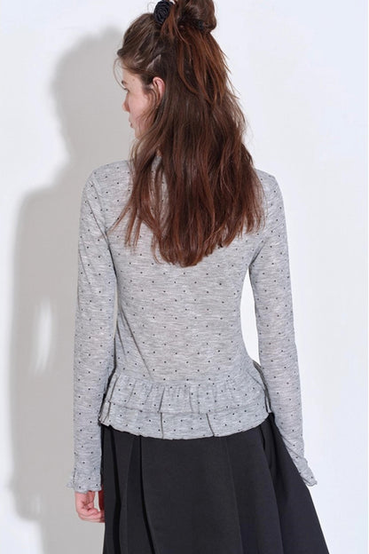 Romantic Polka Dot Long-Sleeved T-shirt