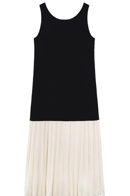 Color-Block V-Neck Sleeveless Dress