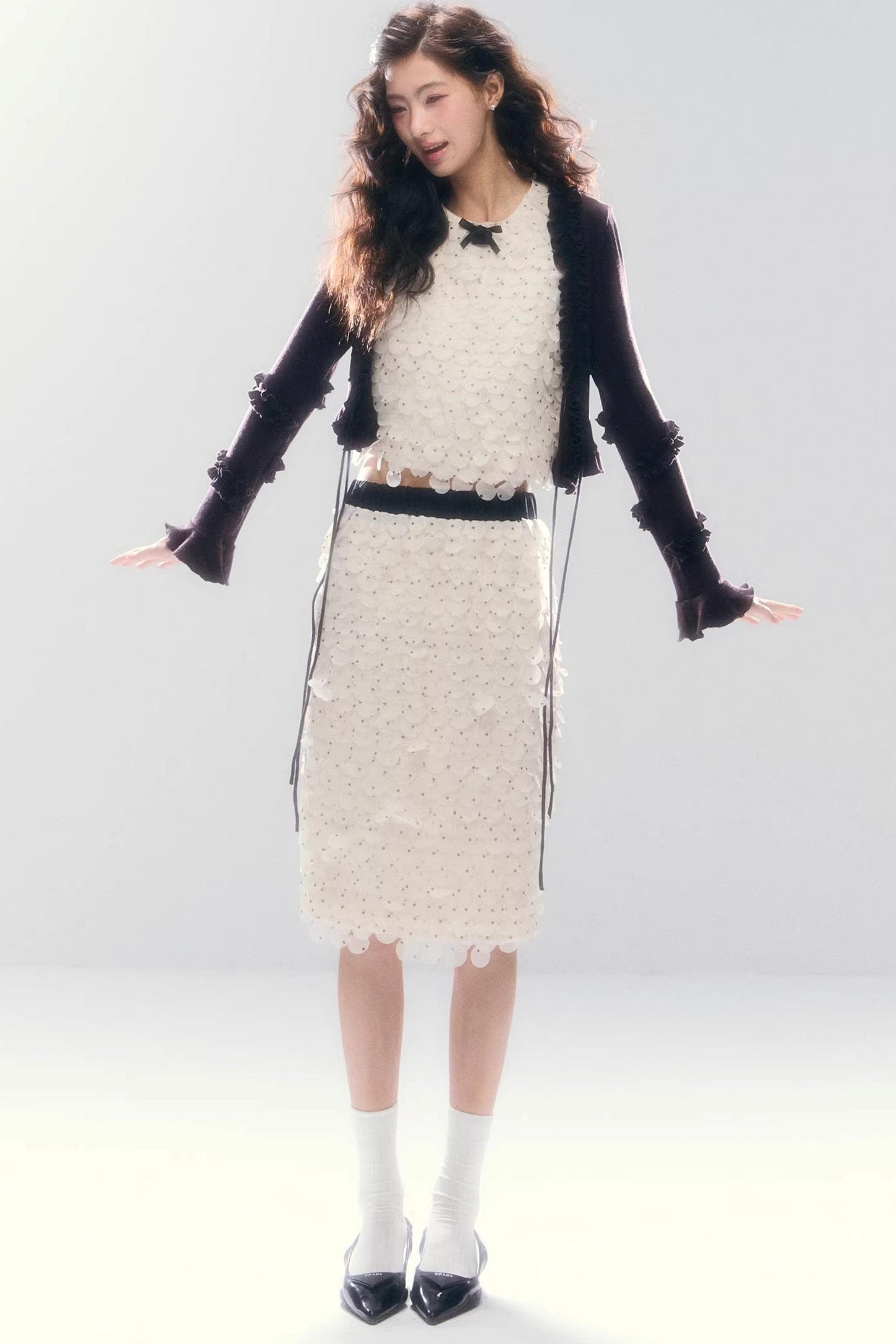 French Polka Dot Chiffon Matching Set