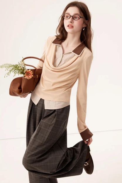 Lyocell Drape Plaid Blouse