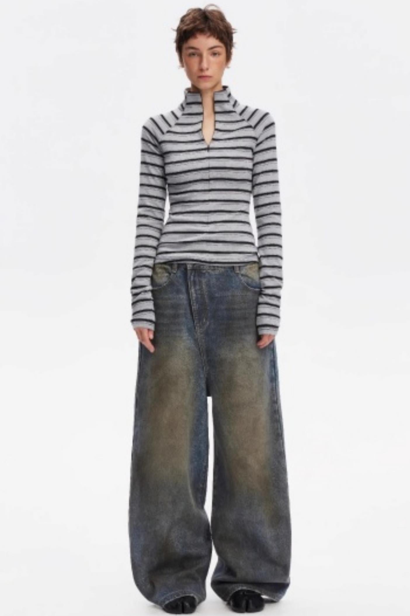 Vintage Striped Slim Knit Top