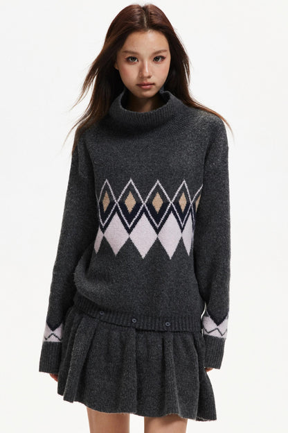 Color-Blocked Diamond Dress