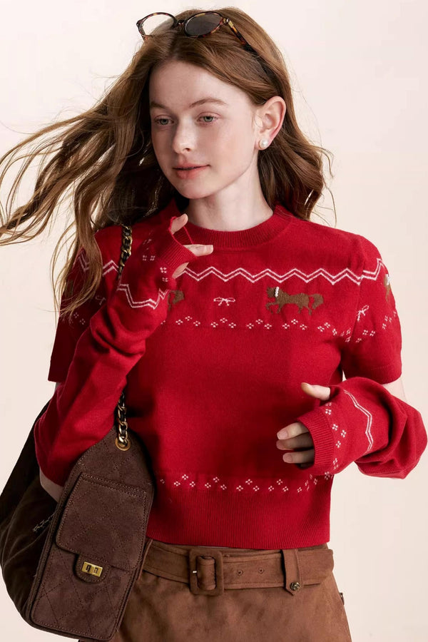 Fair Isle Pearl Knitwear Sweater Set