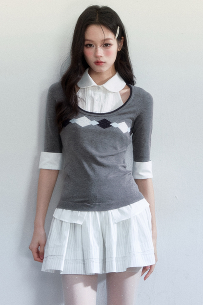 Retro Jacquard Knit Top Set-Up