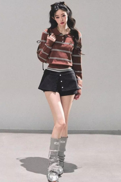 Polo Collar Knit Top