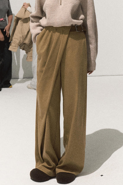 Pleated Winter Wide-Leg Pants
