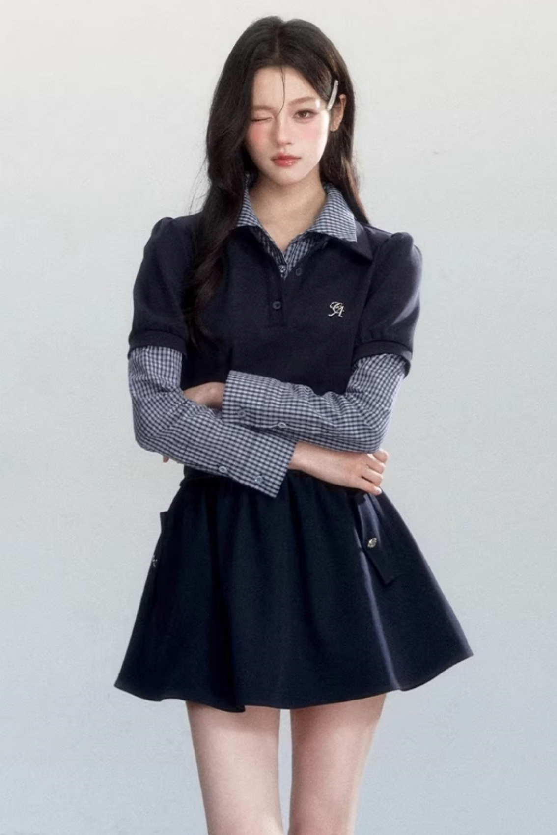 Vintage Plaid Polo Blouse