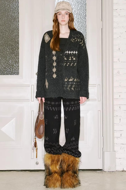 Retro Fair Isle Knitted Cardigan